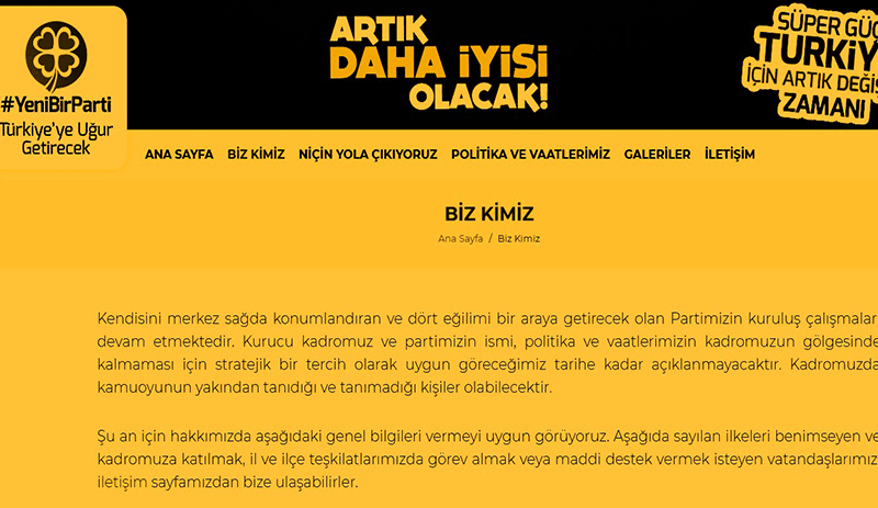 AKP’den kopuş mu?: Yeni Parti’nin sitesi kuruldu